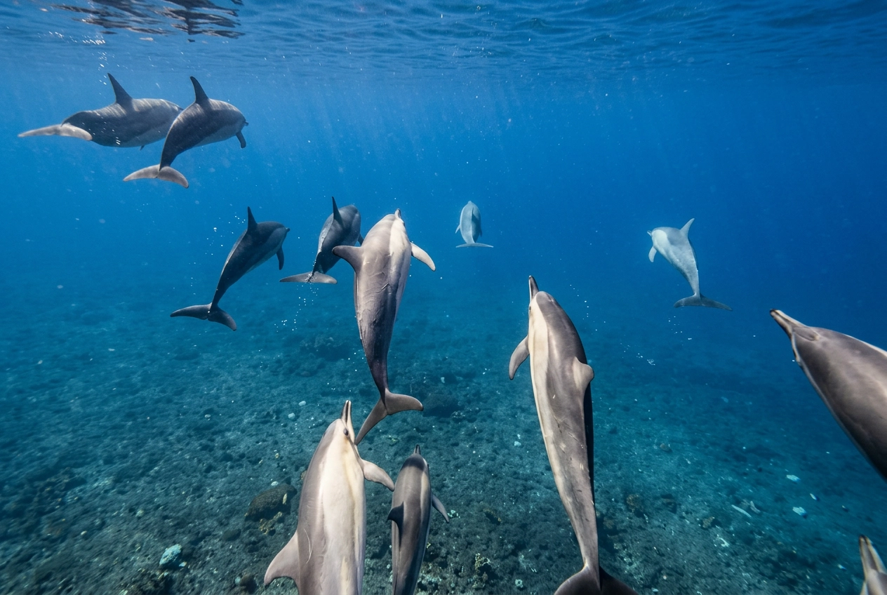 Dauphins dans le lagon