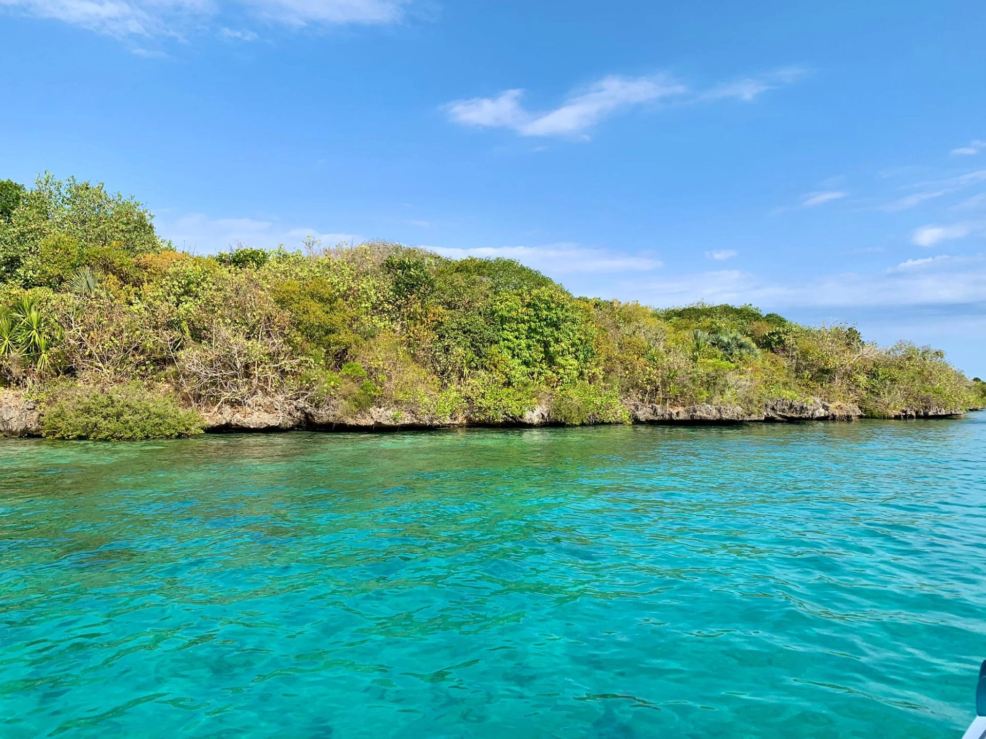 Côte sauvage vue depuis le lagon